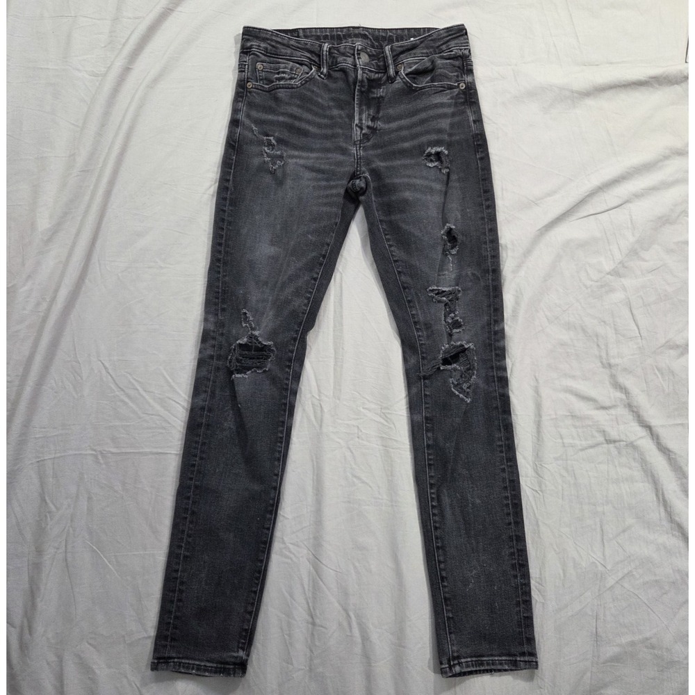 American Eagle Jeans Men's Airflex+ Skinny Fit 30x32 Black Distressed Fits 30x30